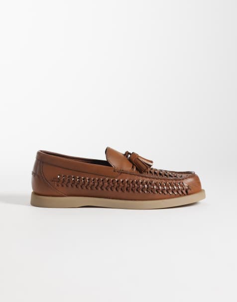 ASOS DESIGN - Gyldenbrune vævede loafers med kvaster i læder - view 1