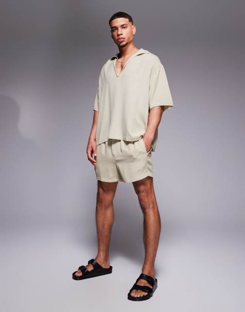 ASOS DESIGN - Gyldenbrunt sæt i hørblanding - view 1