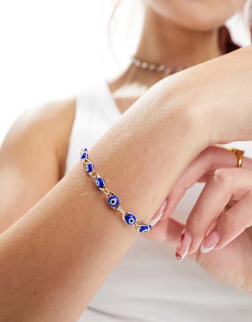ASOS DESIGN - Gyldent armbånd med Det Onde Øje-detalje