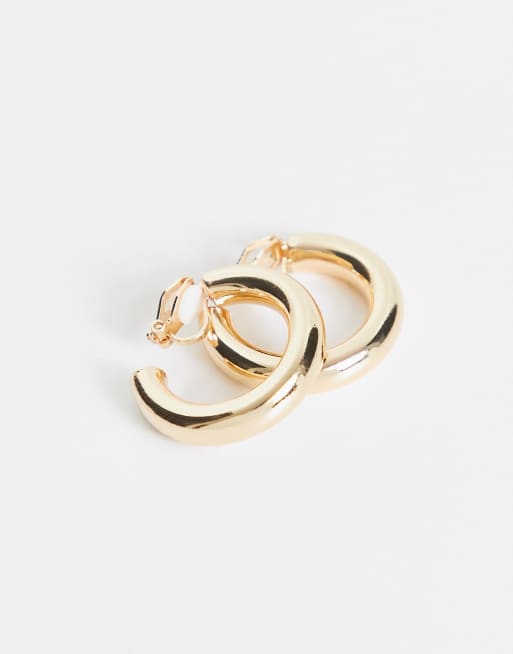 ASOS DESIGN - Gyldne clip-on-hoop-øreringe med tubedesign, 3 af 4