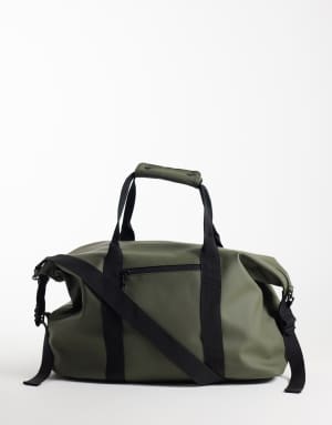ASOS DESIGN gym rubberised holdall bag in khaki