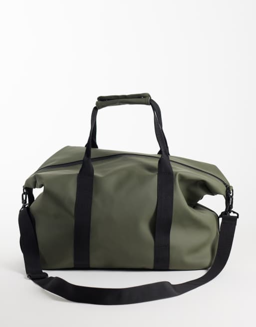 ASOS DESIGN gym rubberised holdall bag in khaki, 4 of 4