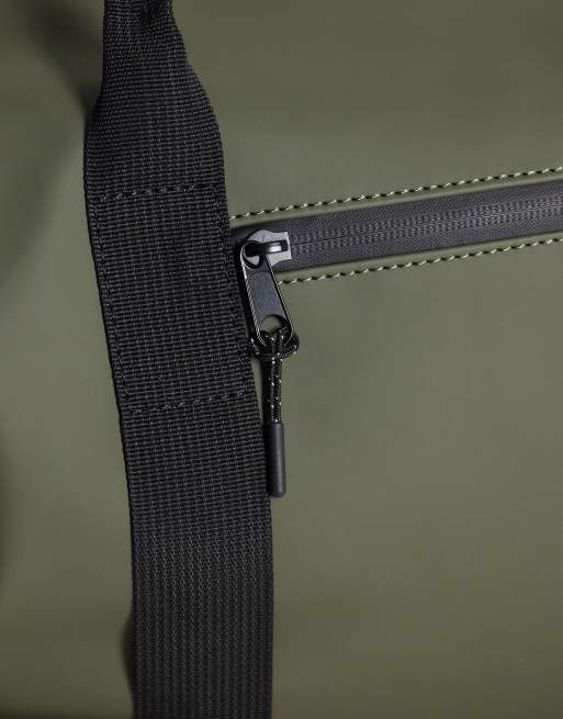 ASOS DESIGN gym rubberized duffle bag in khaki, 3 of 4