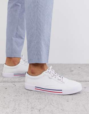 ASOS DESIGN - Tennis à lacets avec détails bleu marine et rouge - Blanc - Blanc