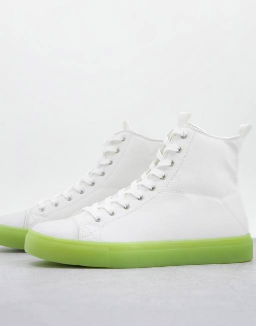 ASOS DESIGN - Gympen met veters in wit met doorzichtige groene zool