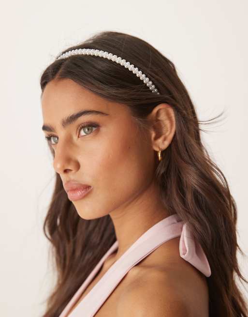ASOS DESIGN - Haarband bedekt met pareltjes