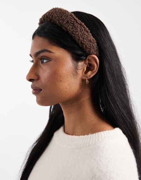 ASOS DESIGN - Haarband met borgtextuur in bruin - view 1