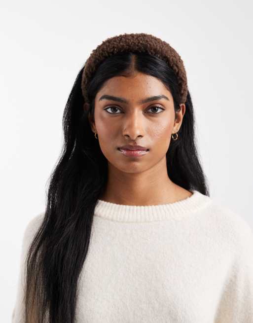 ASOS DESIGN - Haarband met borgtextuur in bruin, 3 van 3