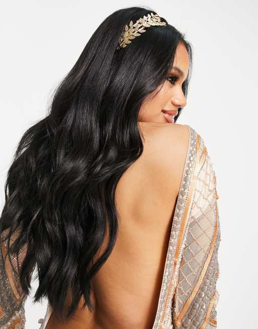 ASOS DESIGN - Haarband met opvallend bladmotief in goudkleur, 4 van 4