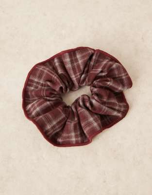 ASOS DESIGN - Haargummi in Rot mit Schottenkaromuster und Nahtdetail