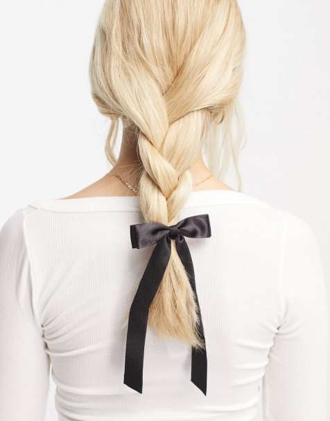 ASOS DESIGN – Haargummi in Schwarz mit Schleifendetail - view 1