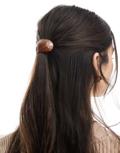 ASOS DESIGN – Haargummi mit Verzierung in brauner Schildpatt-Optik - view 1