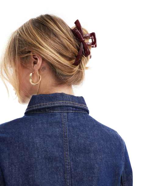 ASOS DESIGN – Haarklammer in Burgunderrot mit Schleifen-Design - view 1