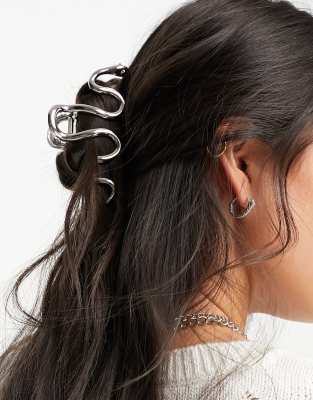 ASOS DESIGN - Haarklem met slangenmotief in zilverkleur