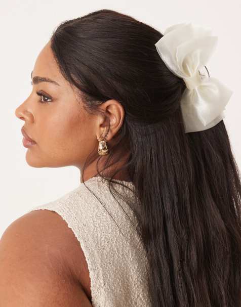 ASOS DESIGN - Haarklem met strik van organza in wit - view 1