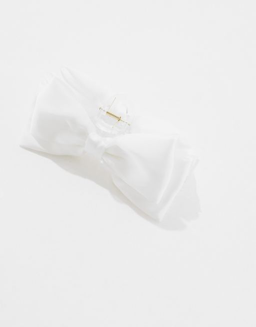 ASOS DESIGN - Haarklem met strik van stof in wit, 3 van 4