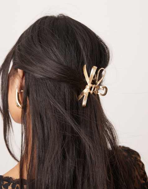 ASOS DESIGN - Haarklem met strikdetail in goudkleur - view 1