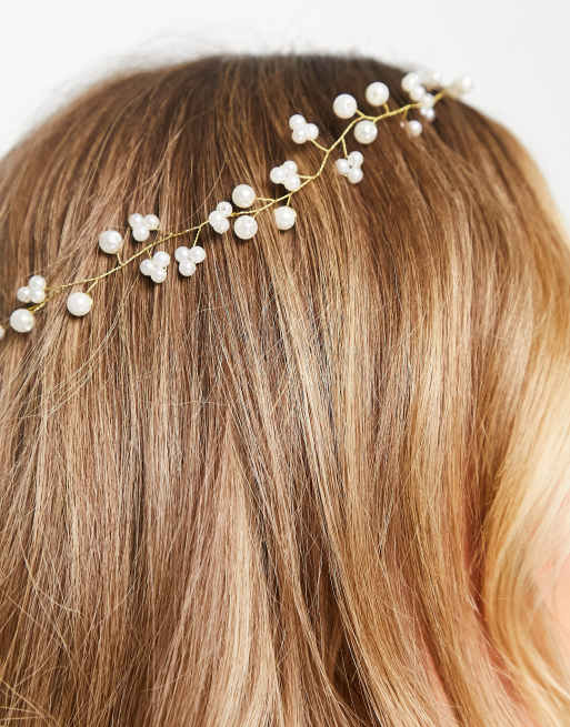ASOS DESIGN - Haarkroon met gebloemde pareldetails in goud, 4 van 4