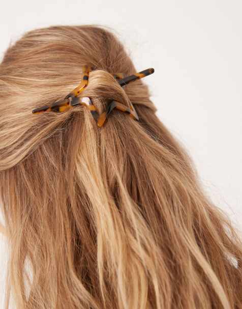 ASOS DESIGN – Haarnadel mit Stern-Design in brauner Schildpatt-Optik - view 1