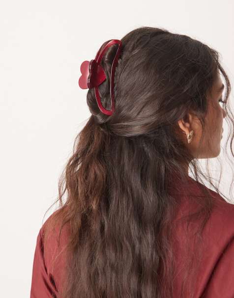 ASOS DESIGN – Haarspange in Burgunderrot mit Herzdetail - view 1