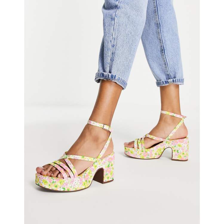 Floral discount strappy heels