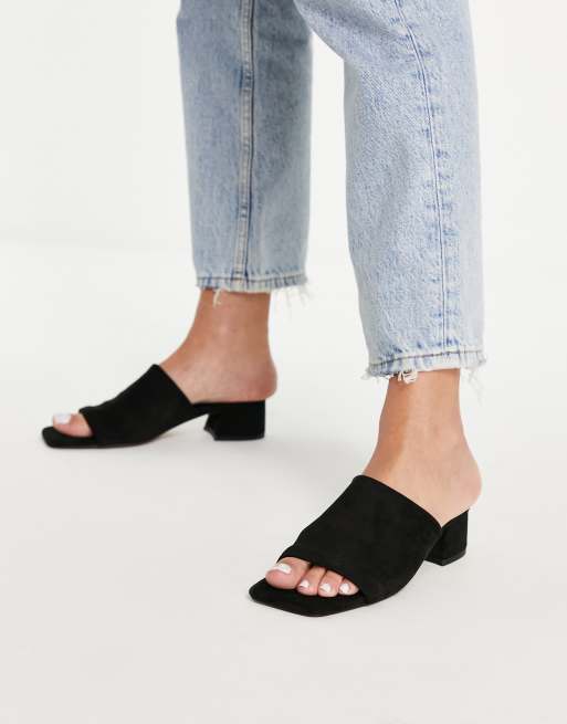 ASOS DESIGN – Hadley – Pantoletten in Schwarz mit Blockabsatz
