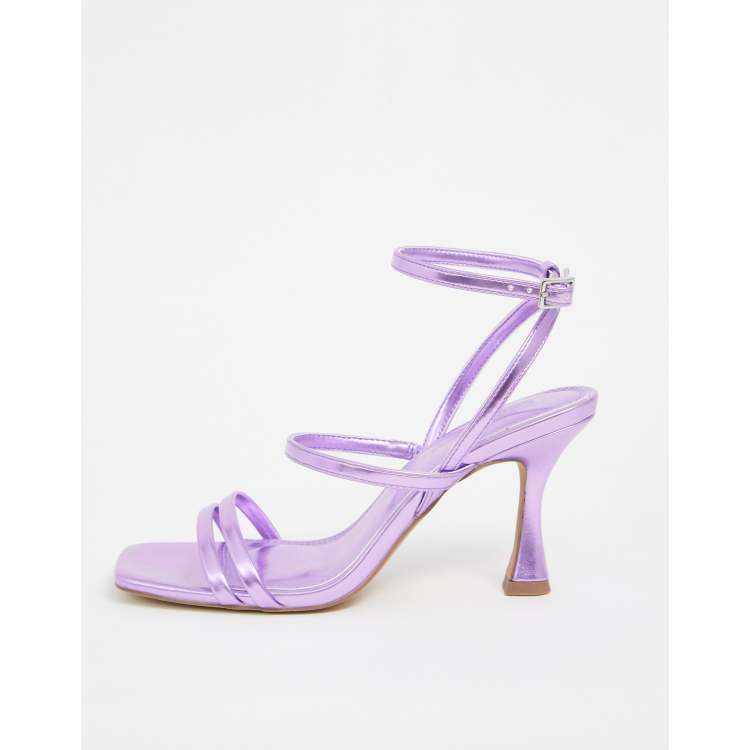 ASOS DESIGN Hailee mid-heeled sandals in lilac metallic