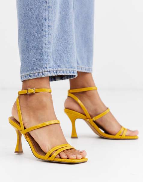 ASOS DESIGN - Hailee - Sandales à talons mi-hauts - Jaune moutarde