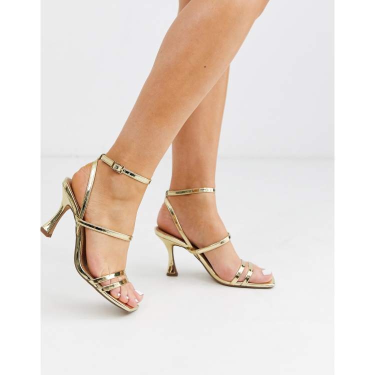 Asos Design Hailee Sandali Con Tacco Medio Oro Asos