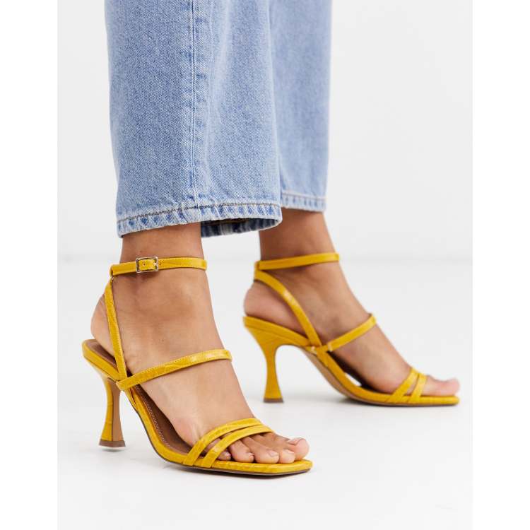 ASOS DESIGN Hailee Sandali senape con tacco medio ASOS