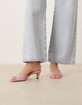 [ASOS DESIGN] ASOS DESIGN Hailey mid heel mules in pale pink 36 Pale pink