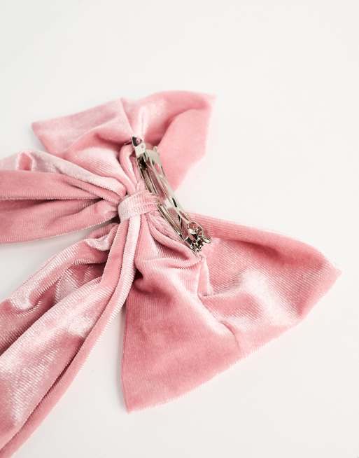ASOS DESIGN hair bow in dusty pink velvet, 2 of 4
