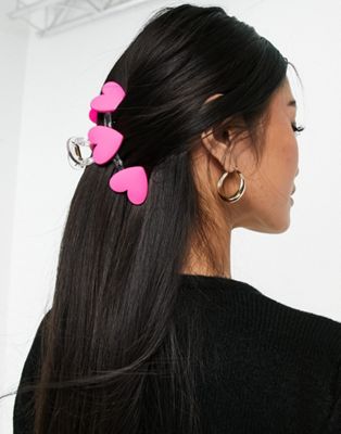 ASOS DESIGN hair claw clip with pink hearts | ASOS