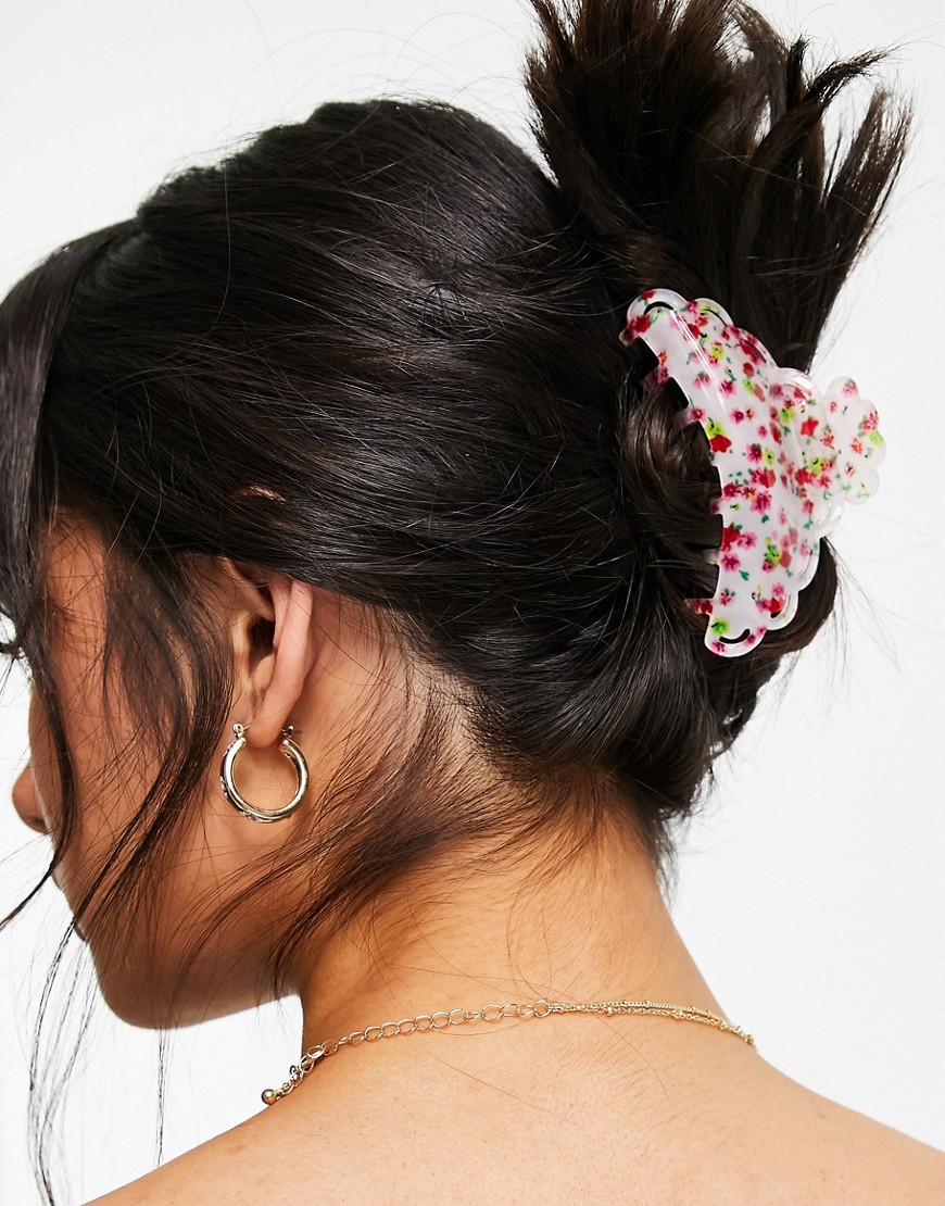 Asos Design Hair Claw In Floral Print-multi
