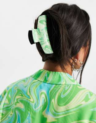 ASOS DESIGN hair claw in green swirl