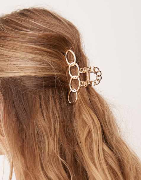 ASOS DESIGN hair claw with abstract design in gold tone - view 1