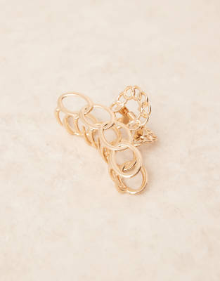 Asos Design Hair Claw With Abstract Design In Gold