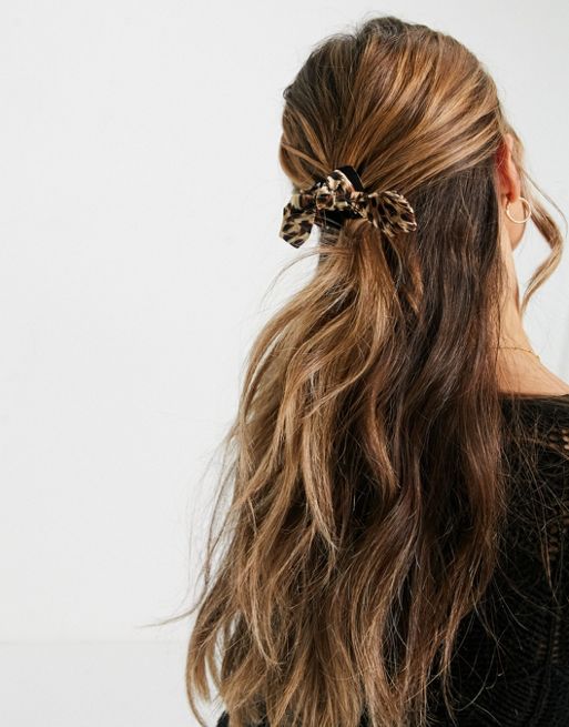 ASOS DESIGN hair claw with bow detail in leopard | ASOS