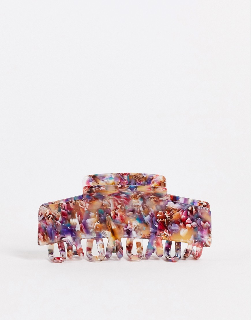 ASOS DESIGN hair claw with double prongs in multi resin