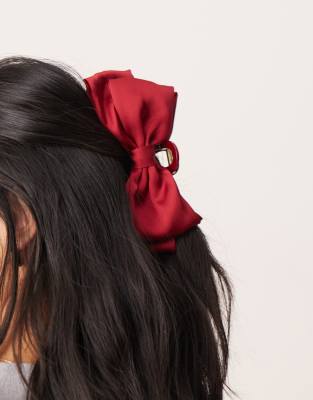 Asos Design Hair Claw With Fabric Bow Detail