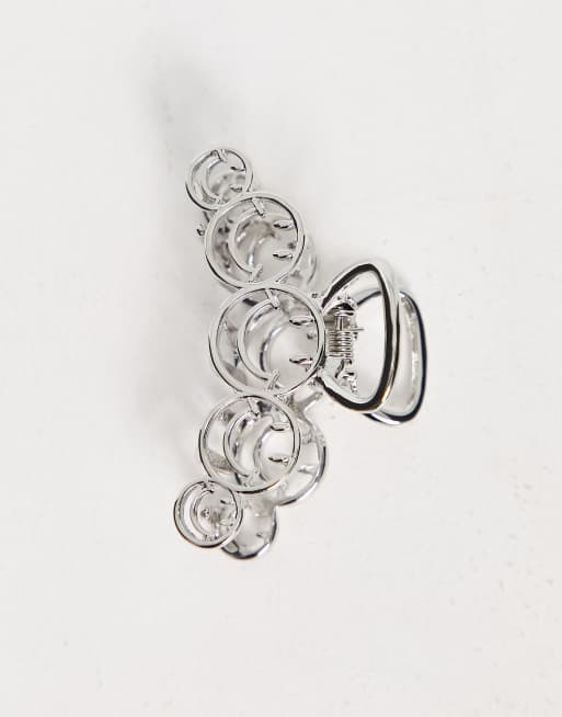 ASOS DESIGN hair claw with happy face in silver, 4 of 4