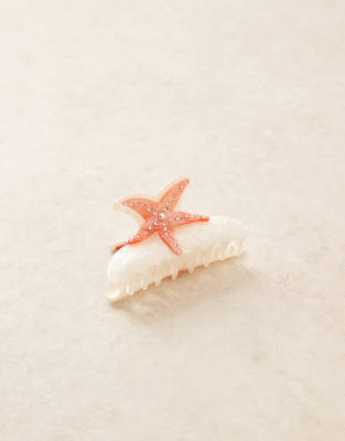 Asos Design Hair Claw With Starfish Design-white In White