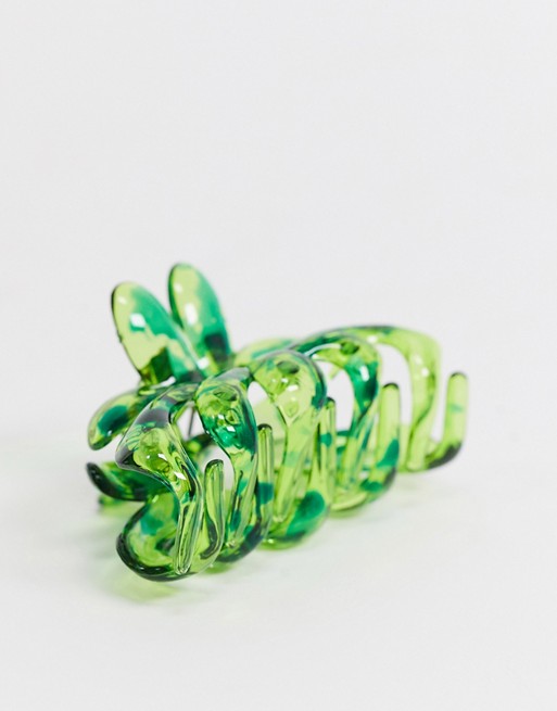 ASOS DESIGN hair clip claw in green flower design