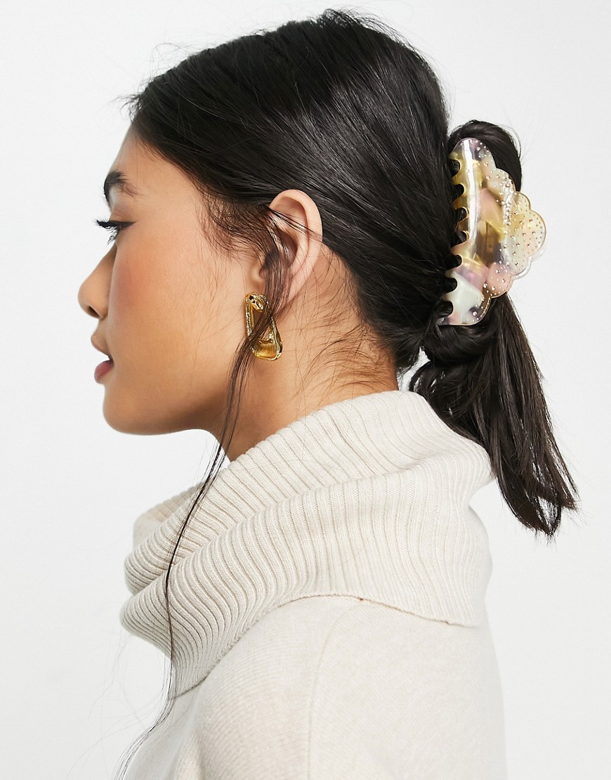 ASOS DESIGN hair clip claw in pastel resin and crystal detail-Multi