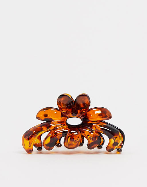 ASOS DESIGN hair clip claw in tortoiseshell flower design