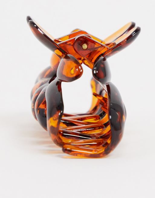 ASOS DESIGN hair clip claw in tortoiseshell flower design, 2 of 4