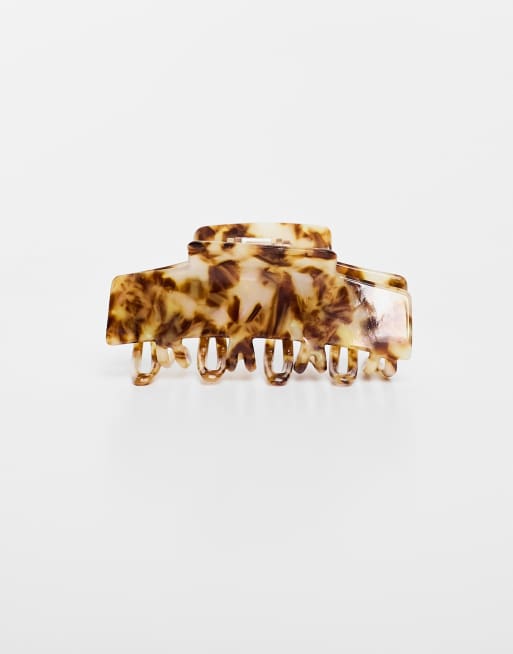 ASOS DESIGN hair clip claw with double prongs in pale tort | ASOS