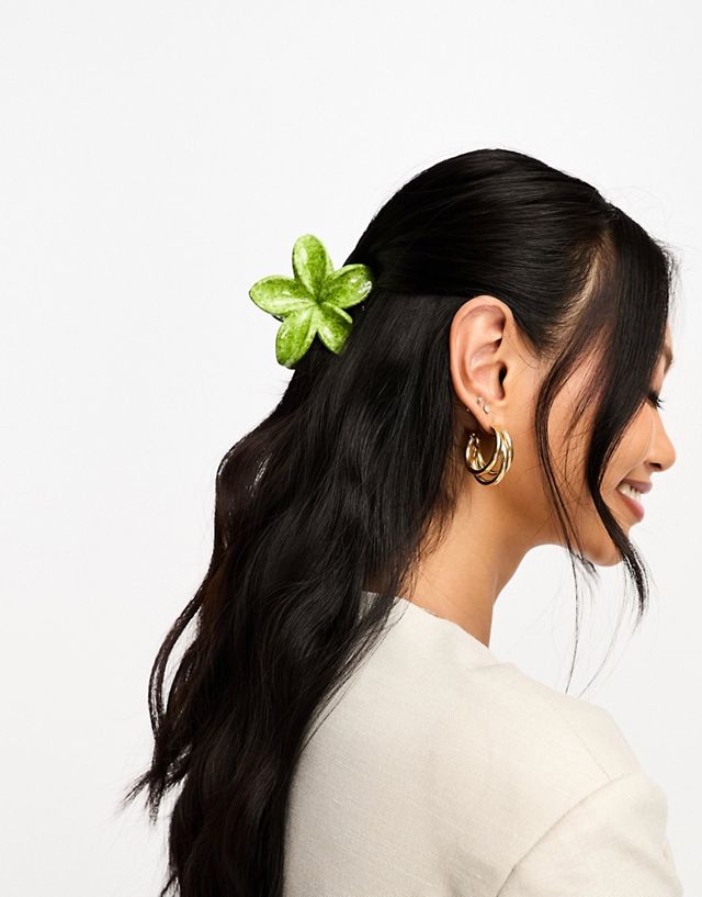ASOS DESIGN hair clip claw with hibiscus design