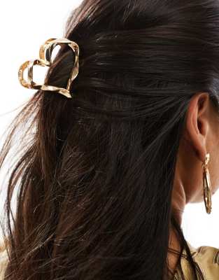 ASOS DESIGN hair clip claw with molten heart detail in gold tone φωτογραφία