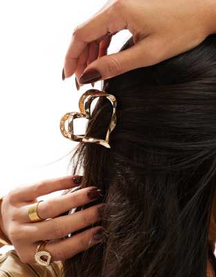 Asos Design Hair Clip Claw With Molten Heart Detail